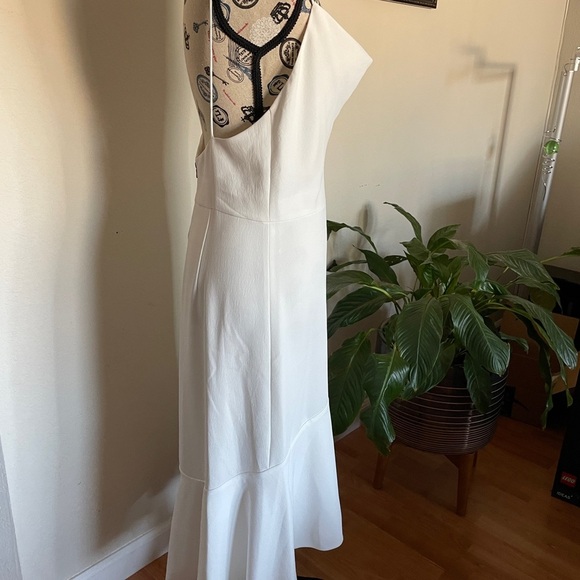 NWT -  Alice + Olivia Adrina Cowl-Neck Spaghetti-Strap High-Low Midi Dress - Picture 3 of 15